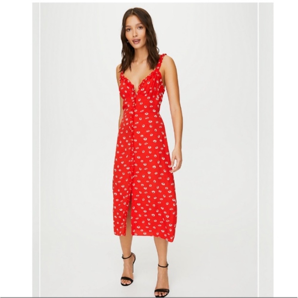 Aritzia Wilfred Red Floral Midi Dress - Picture 1 of 10
